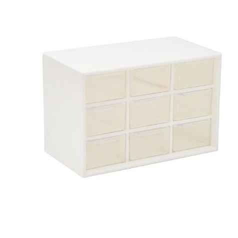 9 Grid Storage Boxes Organizer Transparent Small Partitioned Desk Wall-mounted Drawer-White