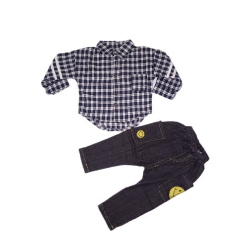 Boys Plaid Shirt & Jeans Set