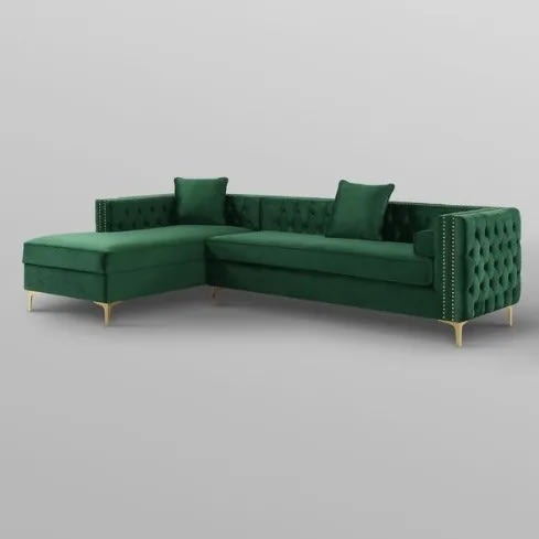 Handcrafted Sectional Sofa Green Color