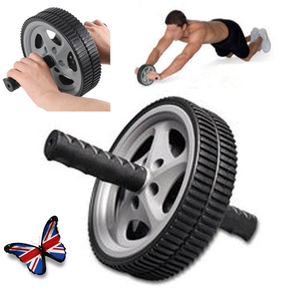 Dual ABS Wheel Roller Workout Exercise Arm Waist Fitness Exerciser New