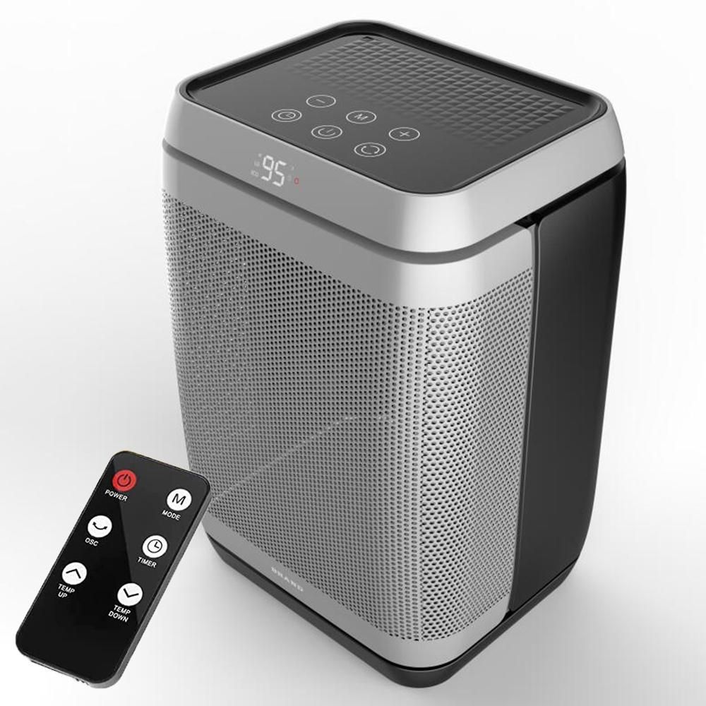 Aoresac 1500W Portable Space Heater with Remote Control 80&deg;Oscillation PTC Ceramic Heater with Digital Display 4 Modes 12h Timer Adjustable Thermostat  Quiet