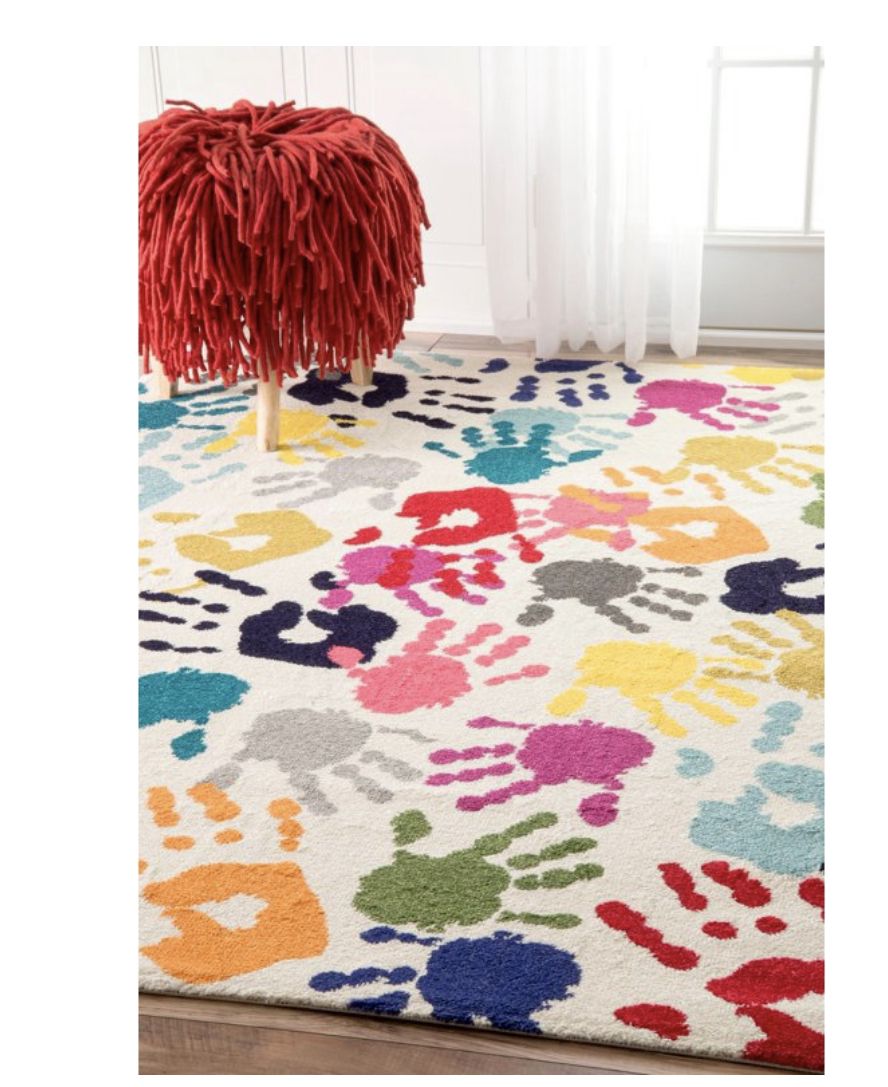 NuLOOM Machine-Made Pinkie Handprint Kids Area Rug