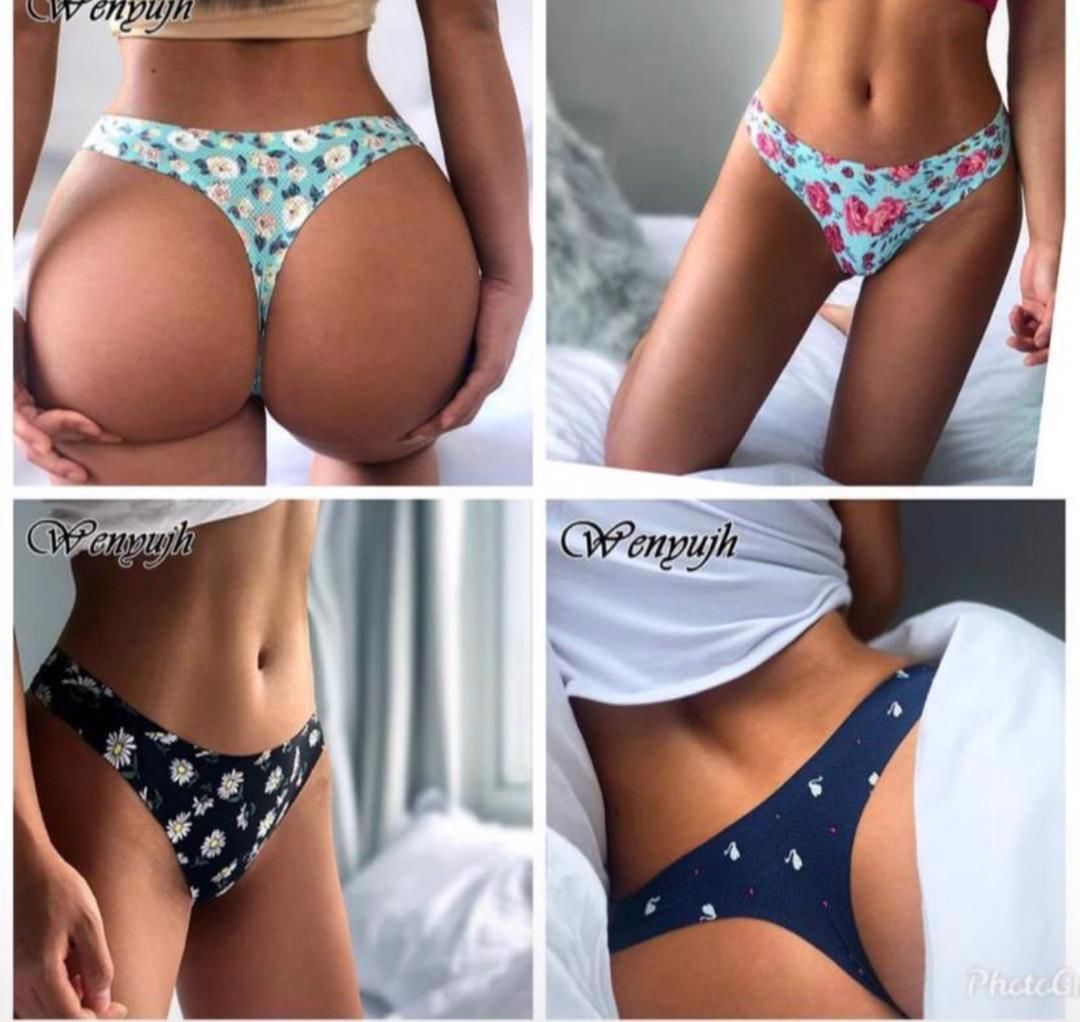 6pcs Ladies Flowery Seamless Condom Thong (different Flowery Patterns In Pack)