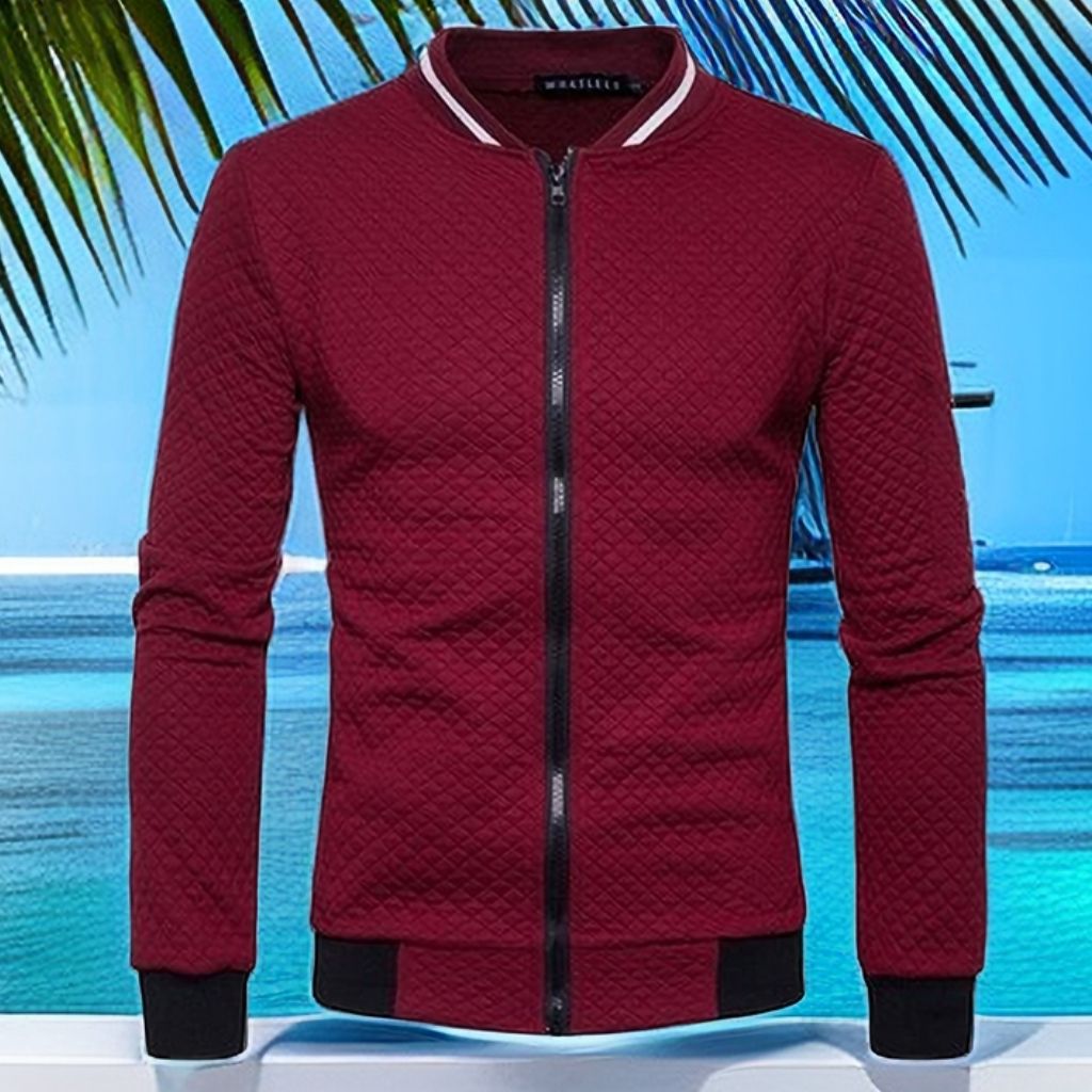 Mens Zipper Comfort Blazers Windbreak Lightweight Jackets Coats-Burgundy