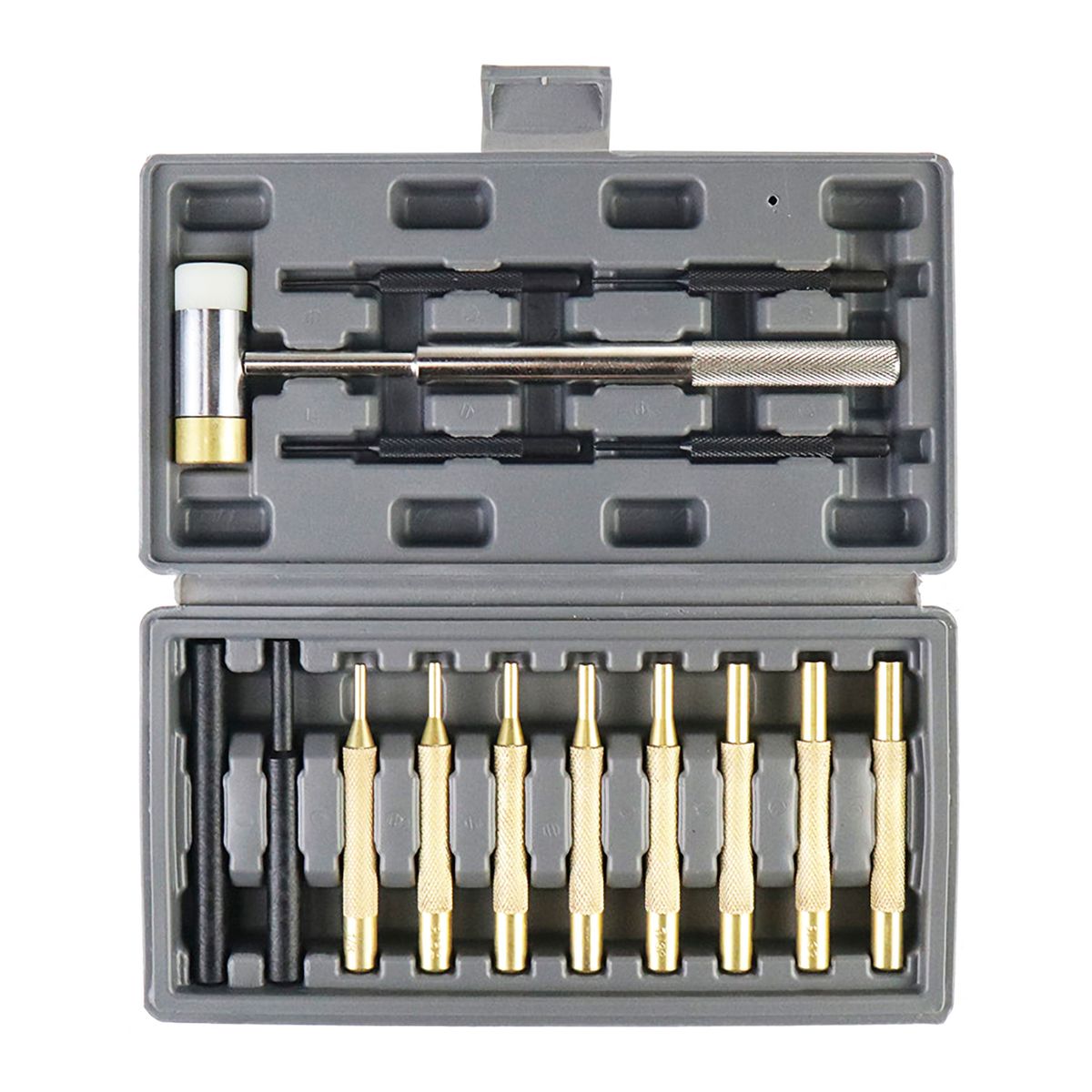 15 Pieces Punch Set Solid Hammer Steel, Brass, Plastics
