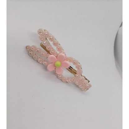 Shimmery Glitter Flower Hair Clip - Light Pink