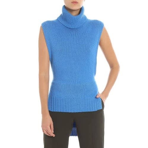 Sleeveless Turtleneck Top - Blue