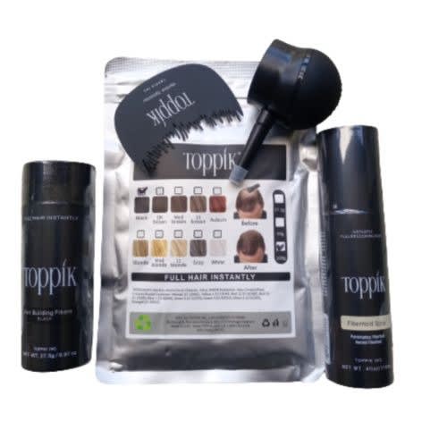 Black Hair Fiber 27g +Refill Pack 50g + Applicator, Optimizer And Spray Gum 118ml