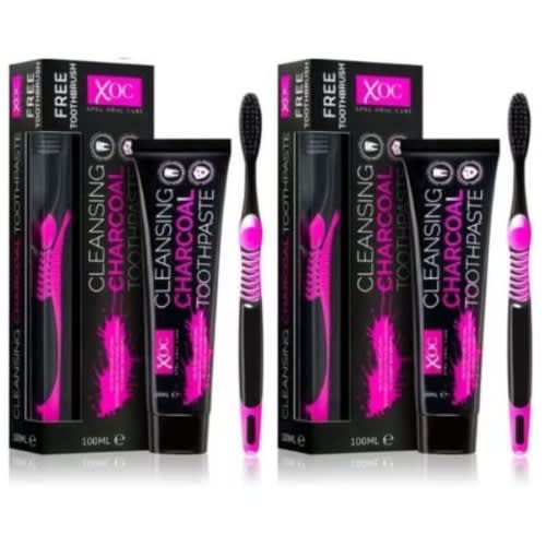 Charcoal Toothpaste With Free Toothbrush - 100ml X 2pieces