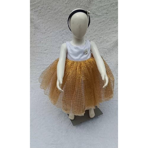 Gold And White Ball Dress With Free Hairband