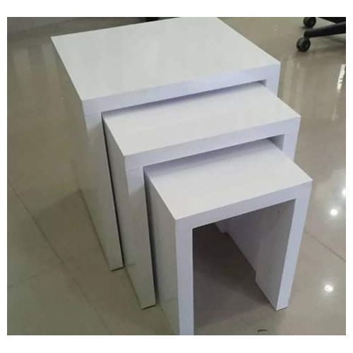 Multipurpose Decorative3D Sizes  Side Stool (3 In 1)-White-