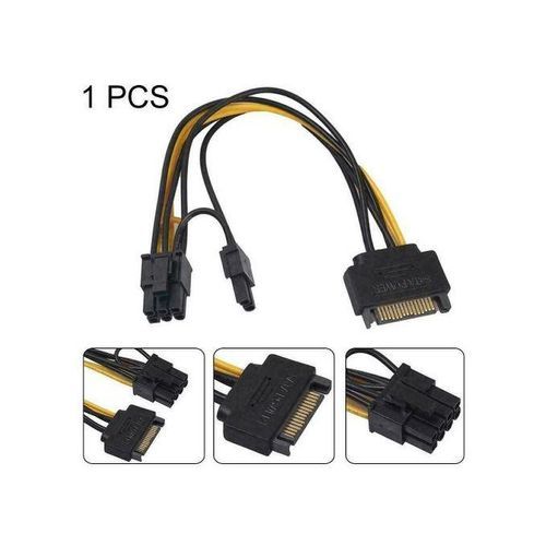 15Pin SATA Male To 8pin(6+2) PCI-E Male Video Card Power Supply Adapter Cable