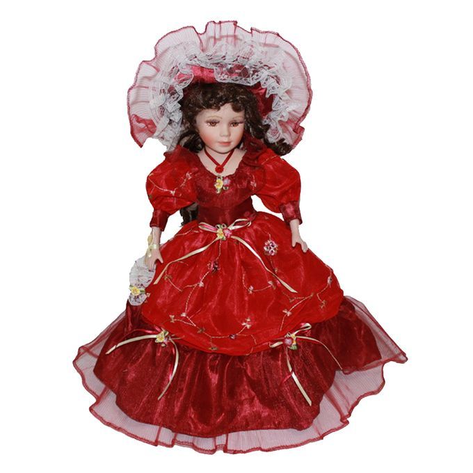 40cm Classical Porcelain Lady Doll Standing Figure Red Long Sleeve