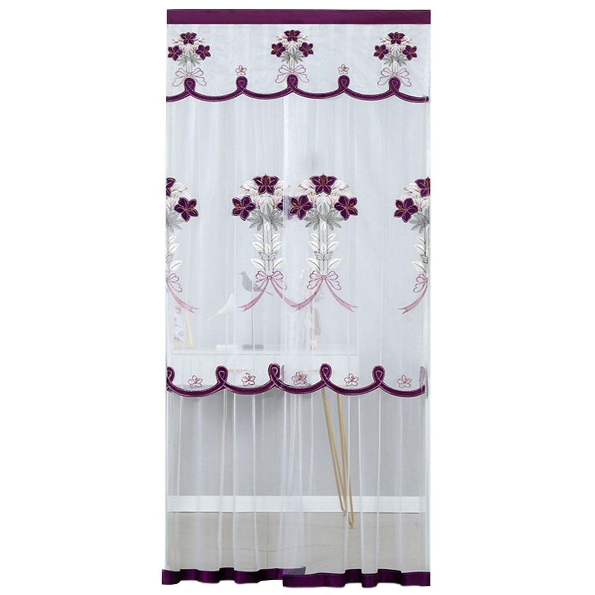 Window Curtain Door Kitchen Curtain Partition Drape Purple