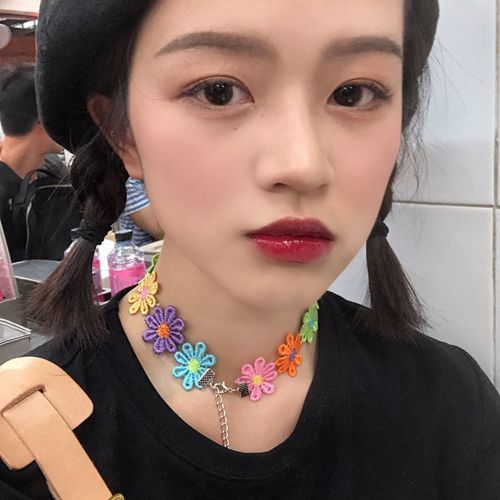 Colorful Flower Necklace Sweet Cute Student Choker Girls Collar Clavicle Chain