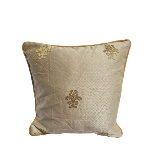 Golden Embroidered Throw Pillow