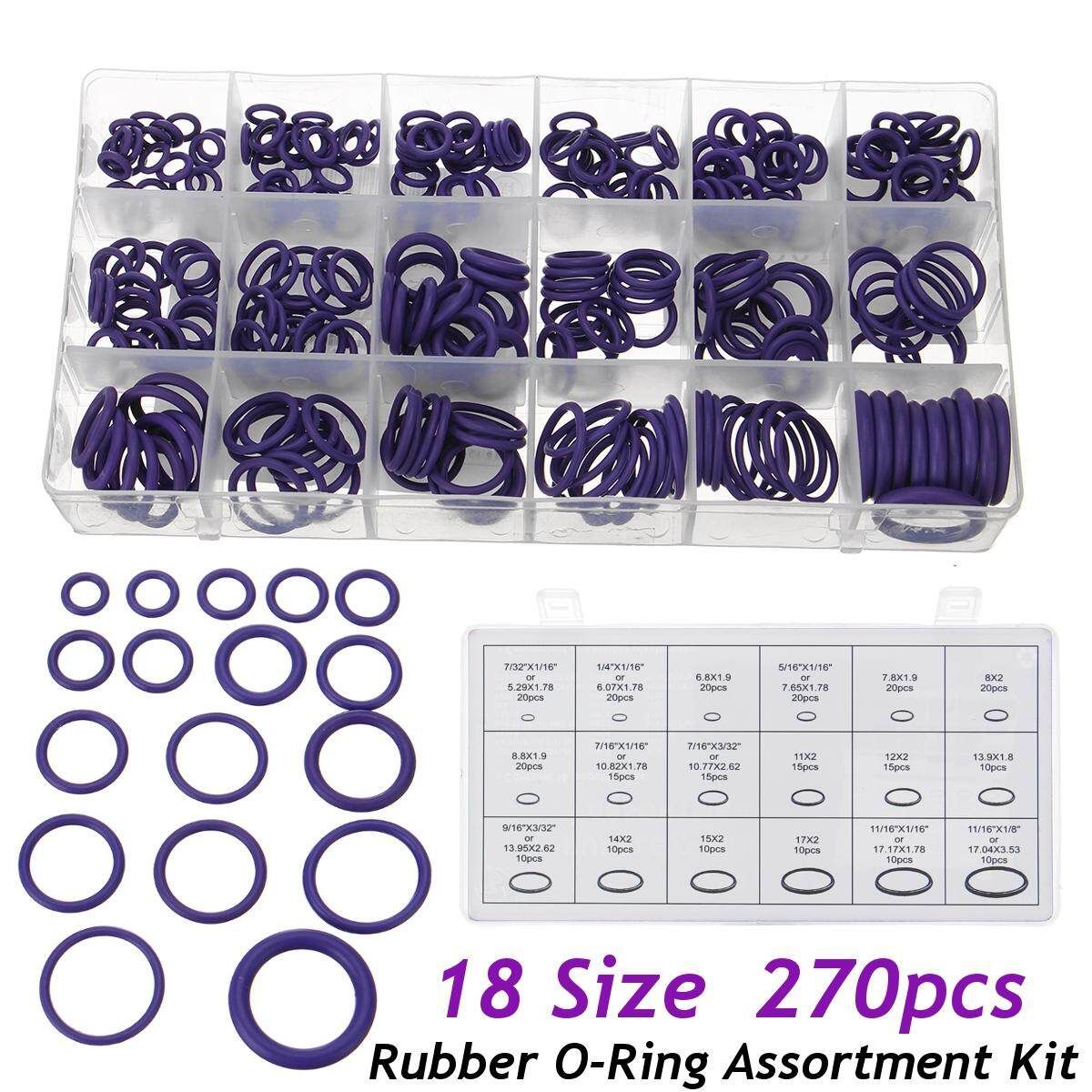 270Pcs Hydraulic Nitrile Seals Purple Rubber O-Ring Assortment Kit