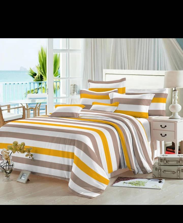 Bedsheet And 2 Pillow Cases Yellow And Brown 4/6