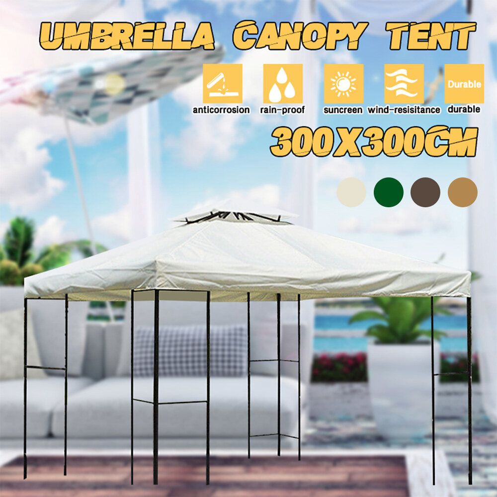 3X3M 2-Tier Replacement Canopy Tent Top Patio Garden Gazebo Sunshade UV Cover NEW Rainproof Red
