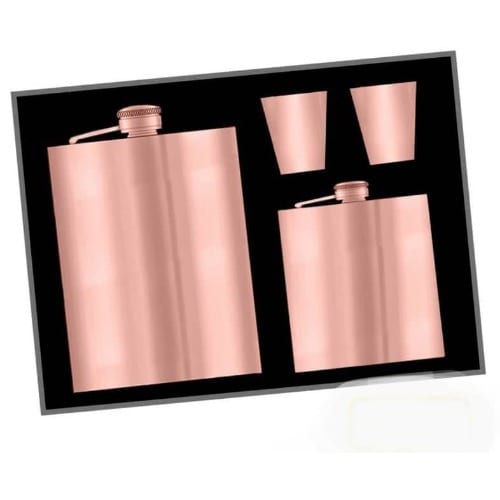 Bronze Stainless Steel Hip Flasks With 2 Shot - 100ml