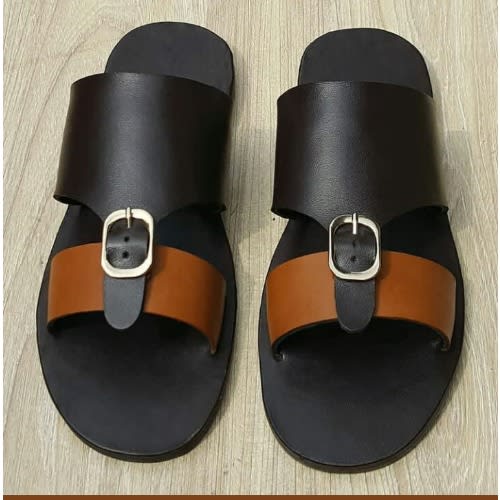 Realwon Black Brown Buckle Slippers