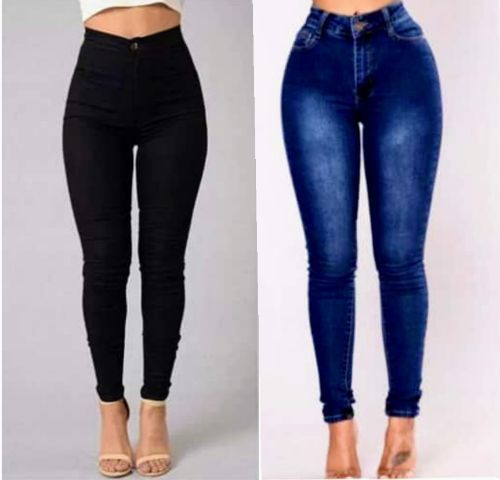 2in1 Ladies High Waist Skinny Jean- Blue&Black