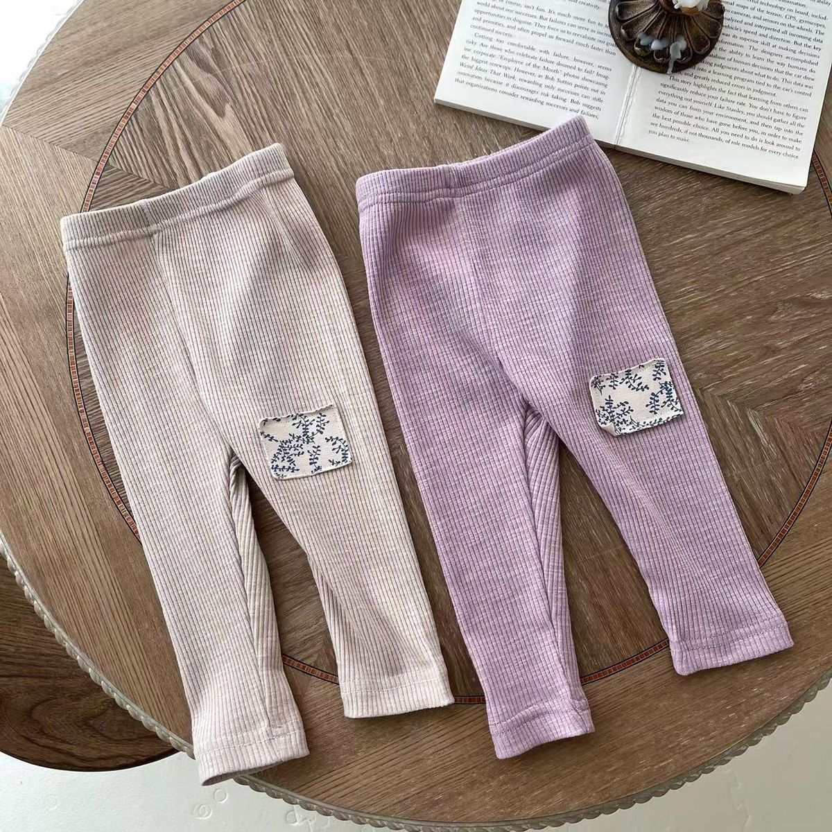 Ins Pop Korean Style Spring and Autumn Baby Girl Baby Fashion Patch Sunken Stripe Leggings Pencil Pants