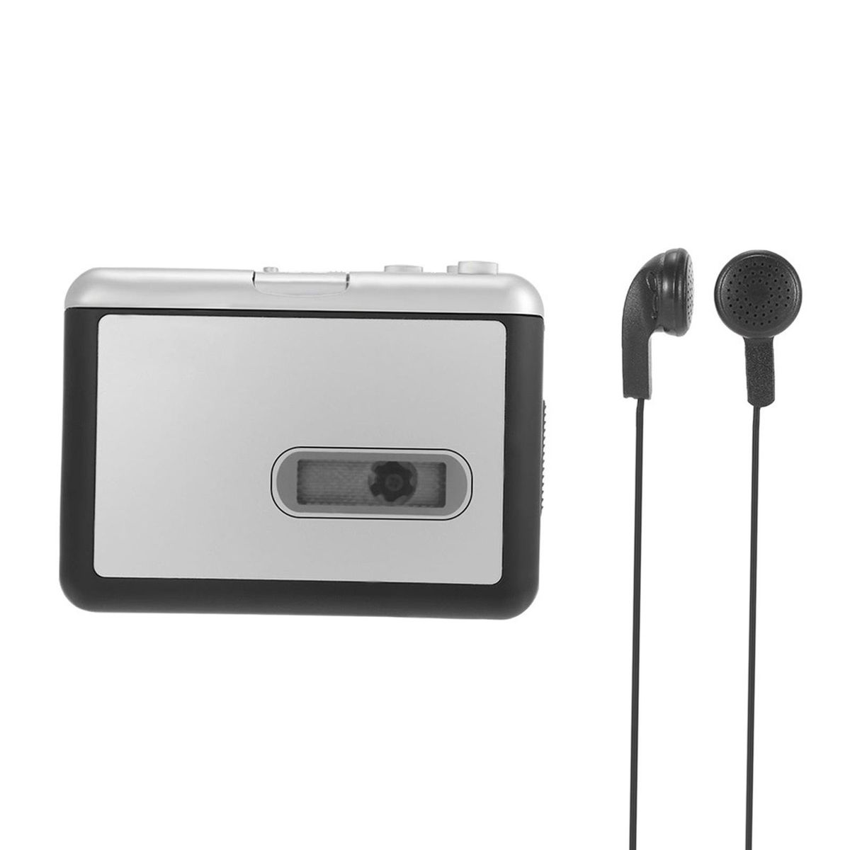 ezcap Cassette Tape-to-MP3 Converter Save into USB Flash Disk Auto Partition Standalone Recorder w/ Earphone Black with Grey