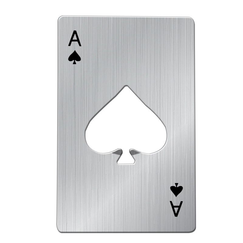 Black/Silver Poker Card Beer Bottle Opener Metal Mini