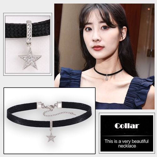 Ladies Necklace Black Neckband Clavicle Chain Women's Personality Choker F