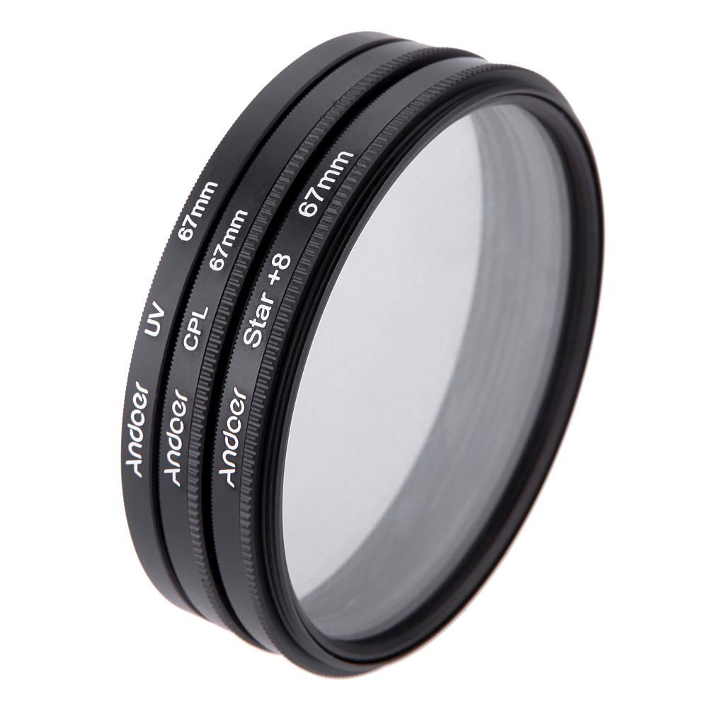 Andoer 67mm Filter Set UV + CPL + Star 8-Point Filter Kit with Case for Canon Nikon Sony DSLR Camera Lens