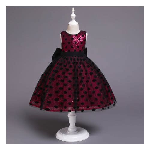 Girl's Shimmer And Shine Polkadot Gown - Maroon