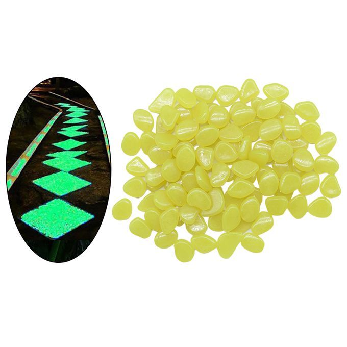 Bright Luminous Garden Pebbles Glow  Rocks For Path Yellow 50Pcs