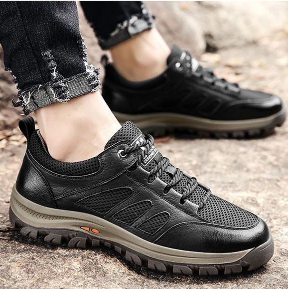 Mens Non-slip Hiking Shoes Sports Sneakers Causal Footwear - Black