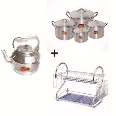 Kettle, Plate Rack & Pot Bundle