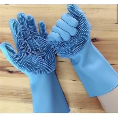 Silicon Cleaning Gloves-blue