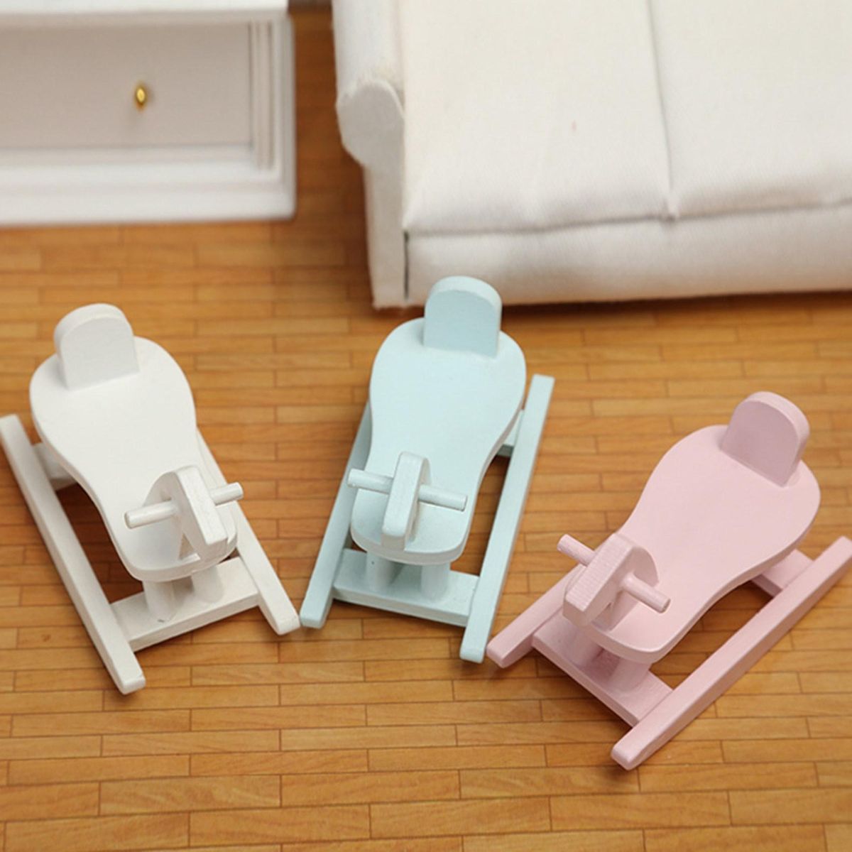 1/12 Scale Dollhouse Furniture Wooden Rocking Horse Chair
