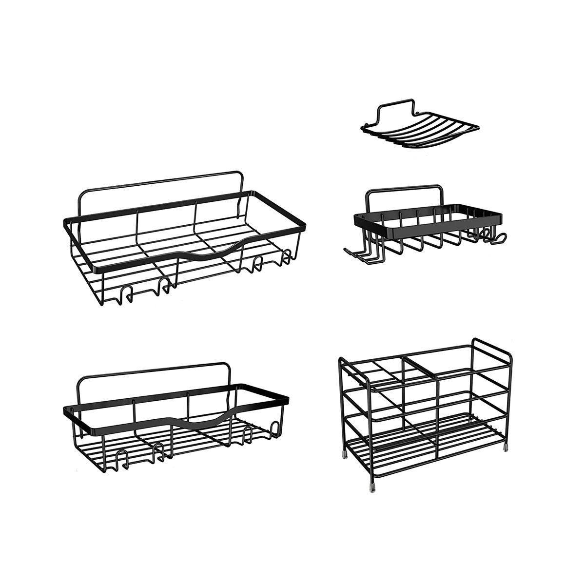 5 Pack Shower Caddy,with Hooks.Rustproof Wall-Mounted Shower Shelves