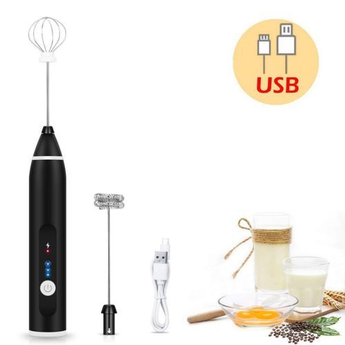 Handheld USB Electric Milk Frother, Whisk Tea Blender Black