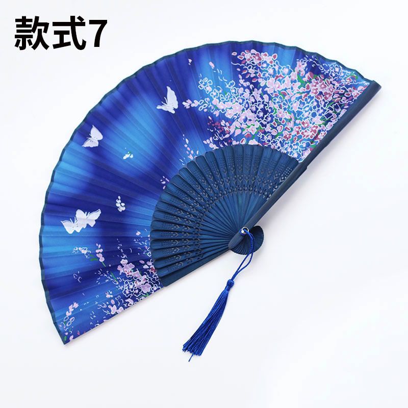Folding Vintage Japanese Hand Fans Prop Bambu Fan Woman National 7 Inch Hand A Wind Main Ancient Cheongsam Fan Eventail