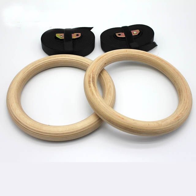 New Wooden 28mm Exercise Fitness Gymnastic Rings Gym