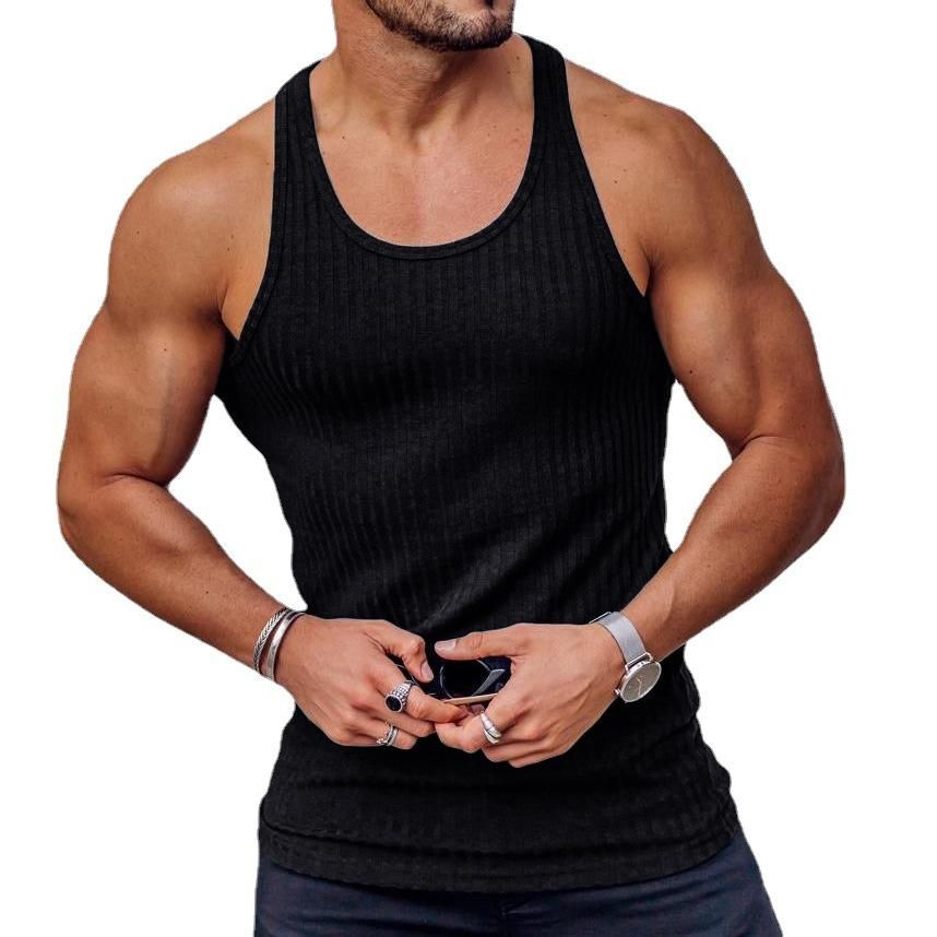 Summer Knitted Vertical Stripe Fitness Sports Slim Vest