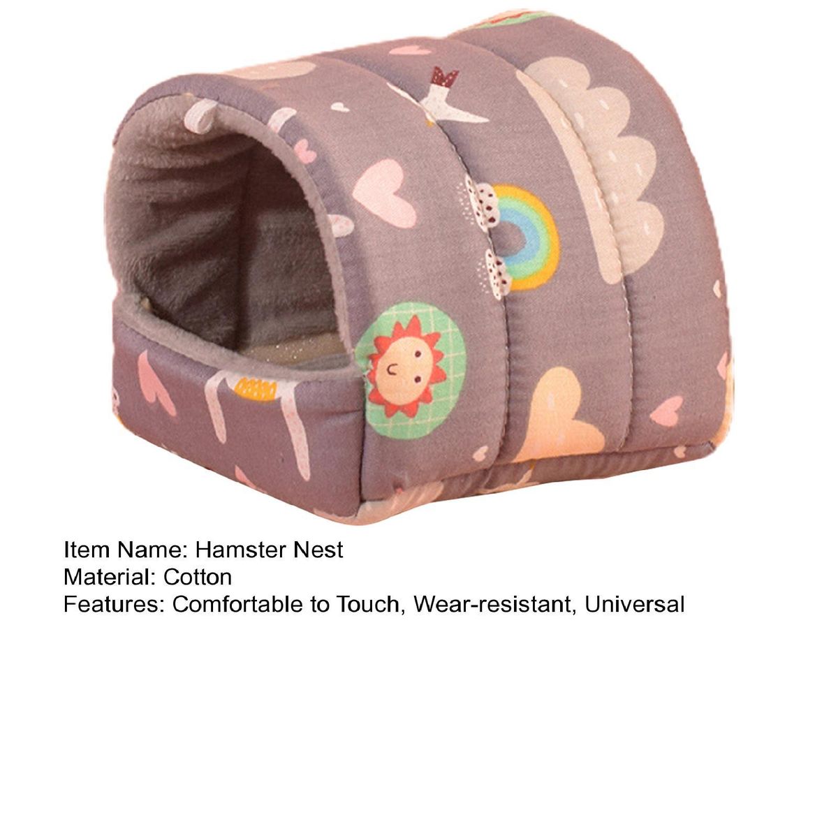 Small Pet Kennel Elephant Pattern Hamster Bed Grey