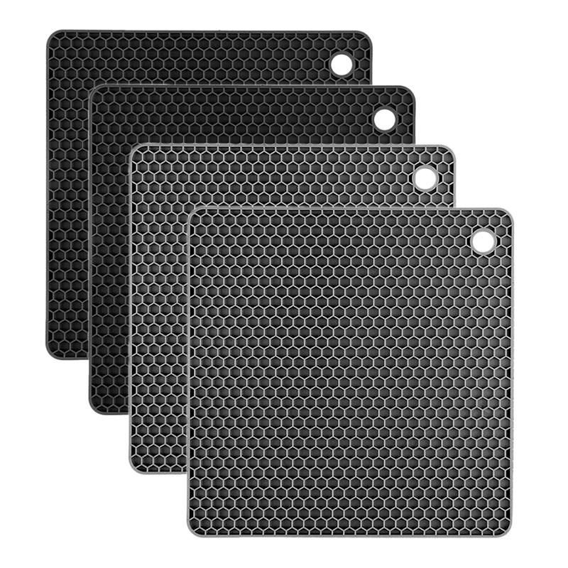 4Pack Silicone Trivets Pads for Hot Dishes - Heat Resistant Trivet Mats, Oven Pads, Hot Mats for Hot Pots and Pans