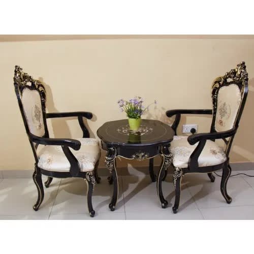 Royal Coffee Table With 2 Chairs - Black