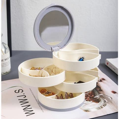 Rotating Jewelry Organizer Box - White
