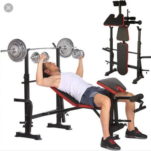 Standard Weight Bench With 50kg Barbell