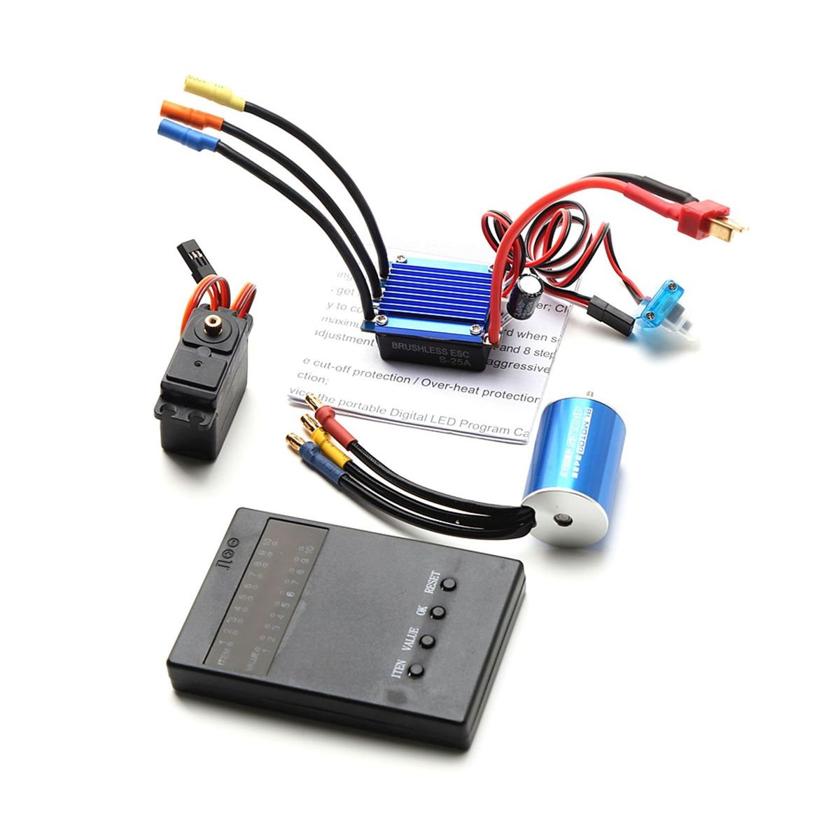 2435 4800KV Brushless Motor and 25A ESC 2.2KG Servo Programming Card Replacement for HSP Wltoys 1/16 1/18 Remote Control Truck Car