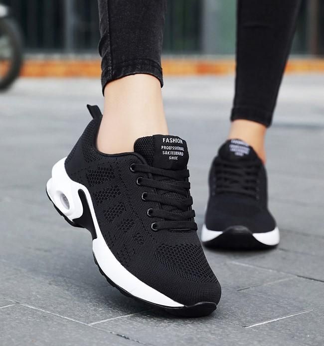 Women's air cushion Damping Jogging Sneakers Casual Sports Shoes - Black