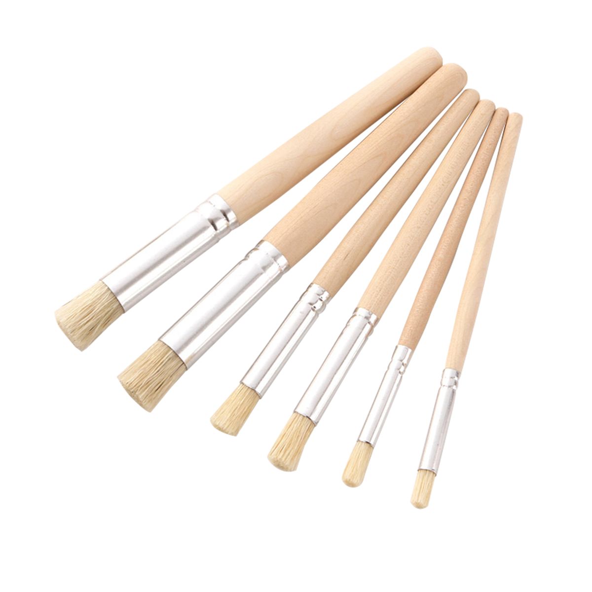 Wooden Stencil Paint Brushes Set Round Tip Bristle Hair